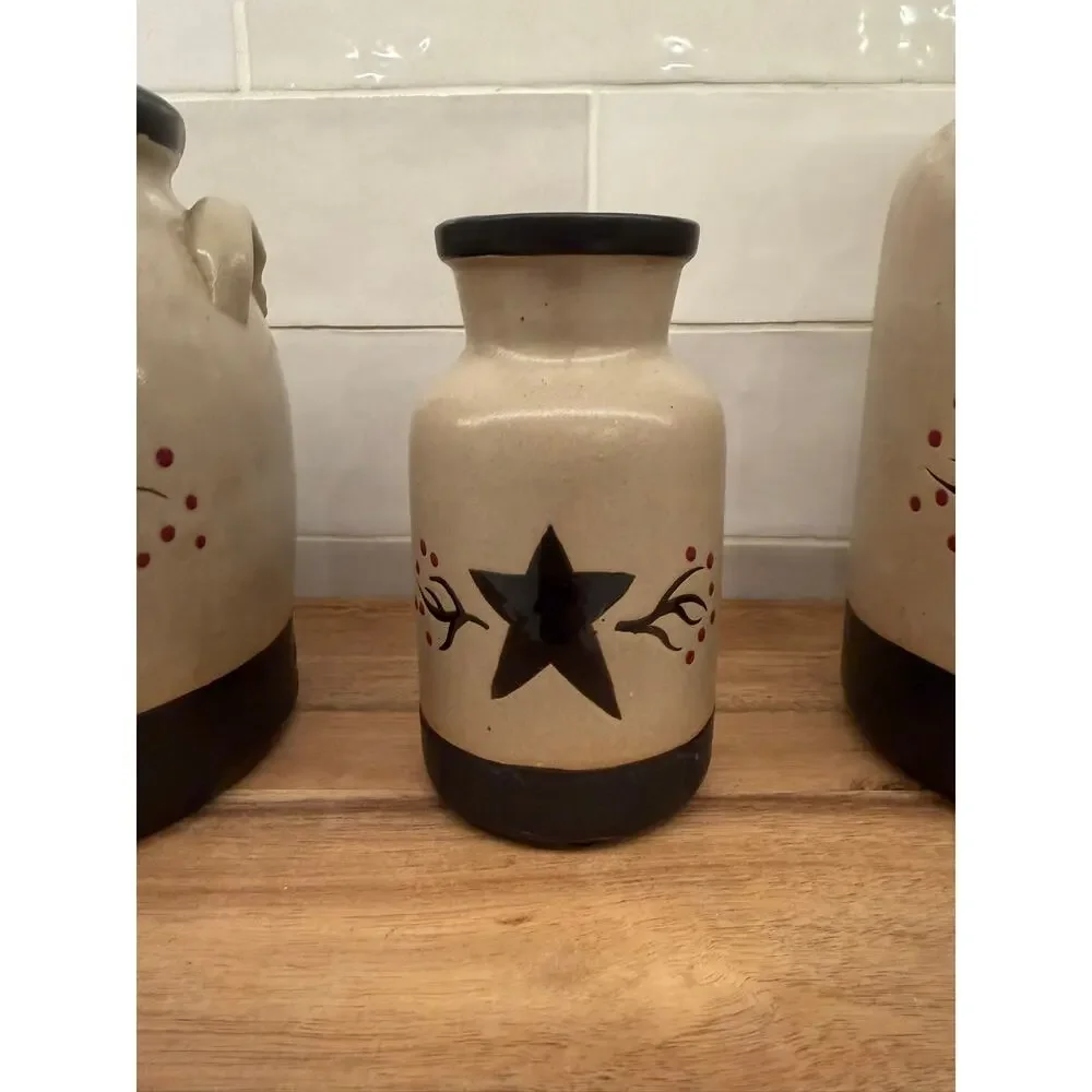 Primitive‎ Star Ceramic Stoneware Crock Country Farmhouse Kitchen